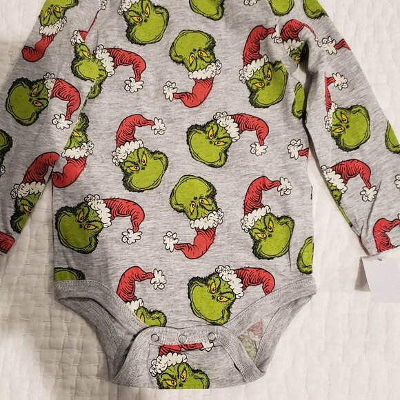 NWT: Dr. Suess:  2 The Grinch Christmas Baby Long Sleeve Body Suits Size - Picture 8 of 8